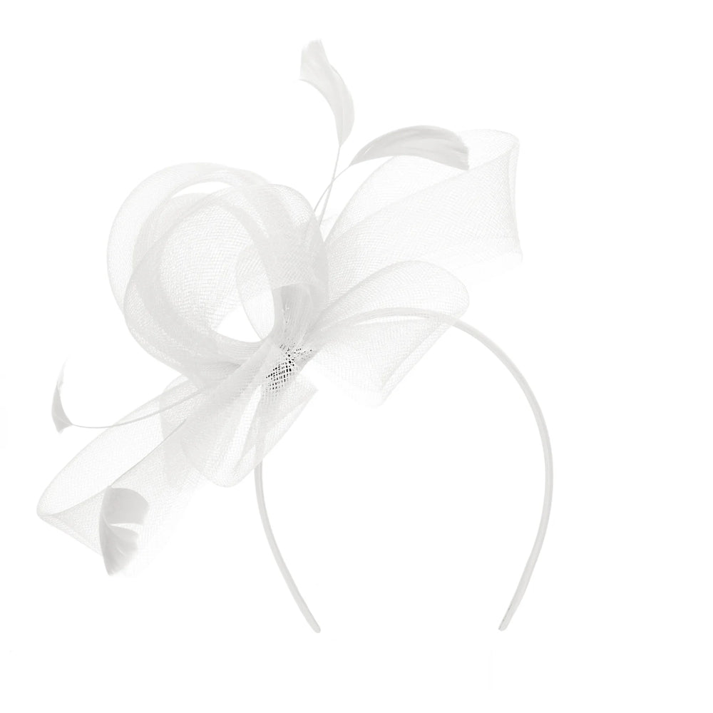 Woven Mesh Fascinator With Self Bow And Tonal Feather Details-06-Accessories-San Diego Hat-Market Street Nest, Fashionable Clothing, Shoes and Home Décor Located in Mabank, TX