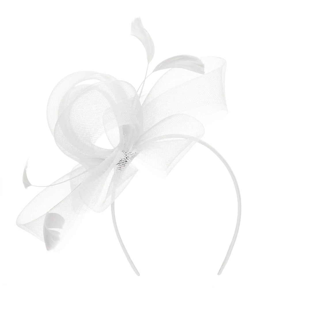 Woven Mesh Fascinator With Self Bow And Tonal Feather Details-06-Accessories-San Diego Hat-Market Street Nest, Fashionable Clothing, Shoes and Home Décor Located in Mabank, TX
