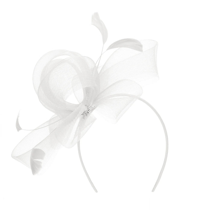 Woven Mesh Fascinator With Self Bow And Tonal Feather Details-06-Accessories-San Diego Hat-Market Street Nest, Fashionable Clothing, Shoes and Home Décor Located in Mabank, TX
