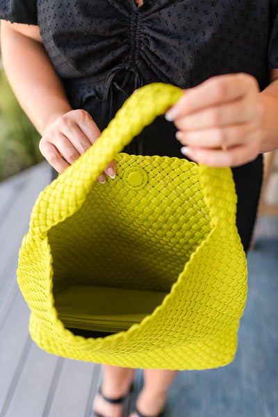 Woven and Worn Tote in Citron-Accessories-Ave Shops-Market Street Nest, Fashionable Clothing, Shoes and Home Décor Located in Mabank, TX