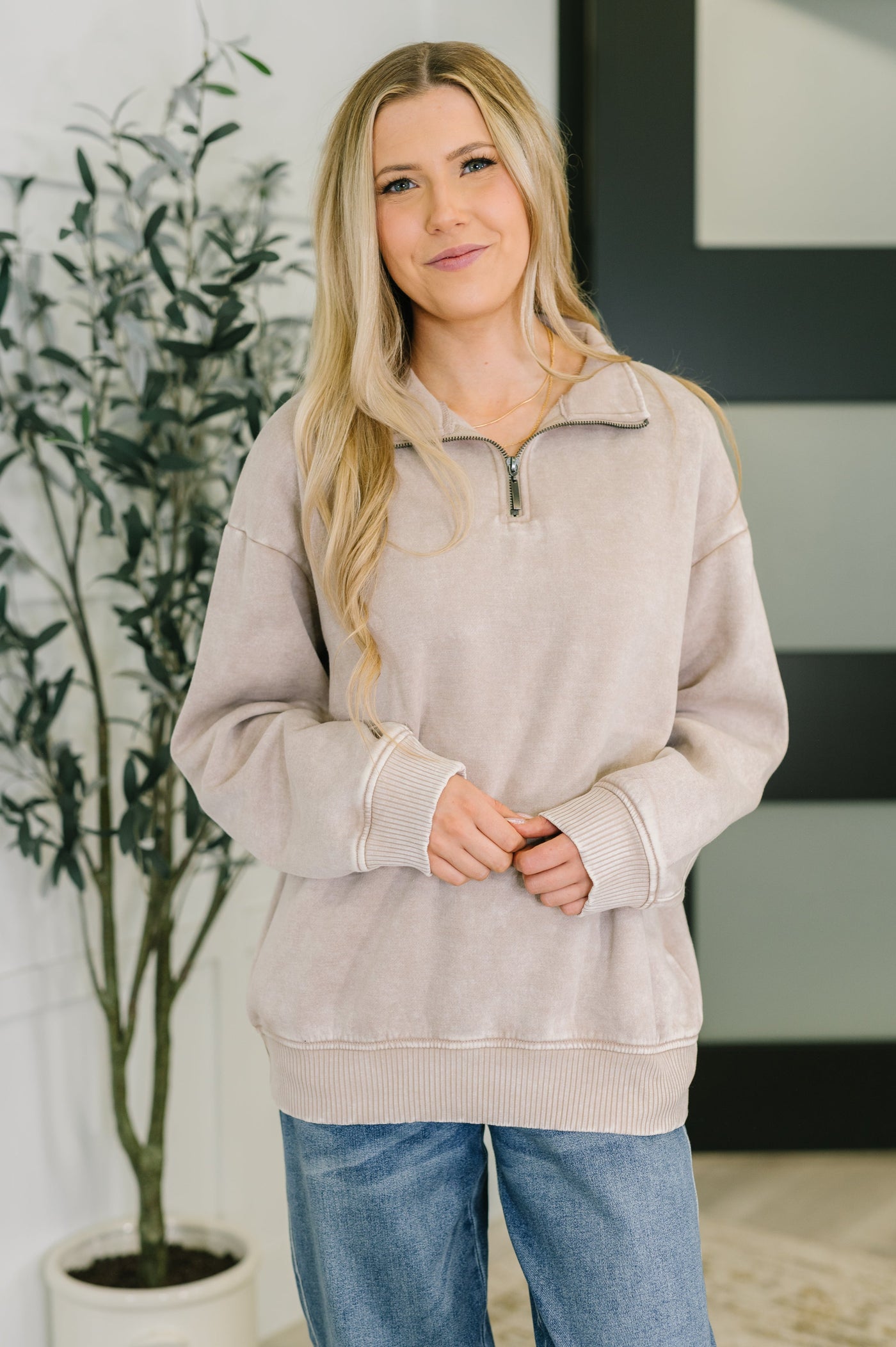 You Should Know Half Zip Pullover in Ash Mocha-Womens-Ave Shops-Market Street Nest, Fashionable Clothing, Shoes and Home Décor Located in Mabank, TX