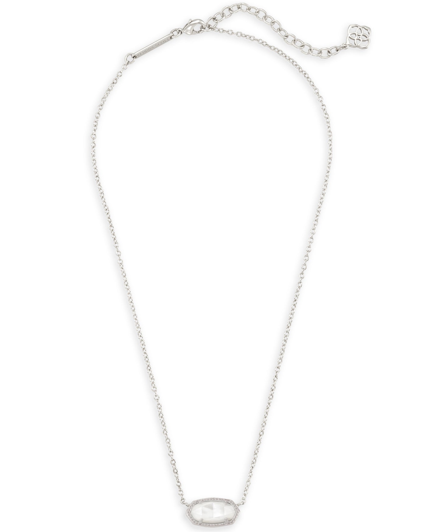 Kendra Scott Elisa Silver Short Pendant Necklace In Ivory Mother-Of-Pearl-Necklaces-Kendra Scott-Market Street Nest, Fashionable Clothing, Shoes and Home Décor Located in Mabank, TX