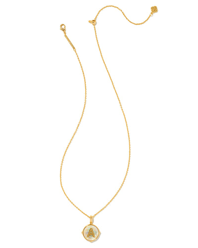 Kendra Scott The Letter A Disc Pendant Necklace in Iridescent Abalone-Necklaces-Kendra Scott-Market Street Nest, Fashionable Clothing, Shoes and Home Décor Located in Mabank, TX