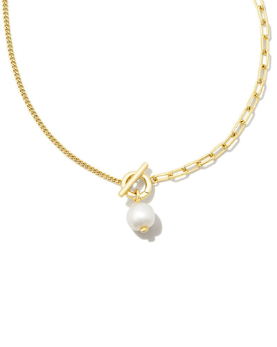 Kendra Scott Leighton Pearl Chain Necklace Gold White Pearl-Necklaces-Kendra Scott-Market Street Nest, Fashionable Clothing, Shoes and Home Décor Located in Mabank, TX