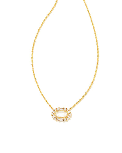 Kendra Scott Elisa Crystal Frame Short Pendant Necklace Ivory Mother of Pearl-Necklaces-Kendra Scott-Market Street Nest, Fashionable Clothing, Shoes and Home Décor Located in Mabank, TX