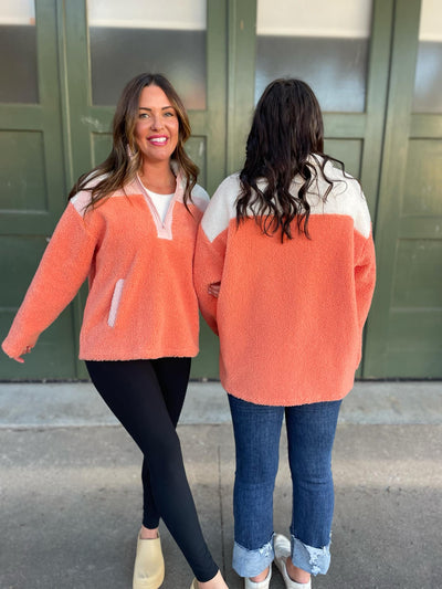 PREORDER: Half Zip Fleece Pullover in Sherbet-Womens-Ave Shops-Market Street Nest, Fashionable Clothing, Shoes and Home Décor Located in Mabank, TX