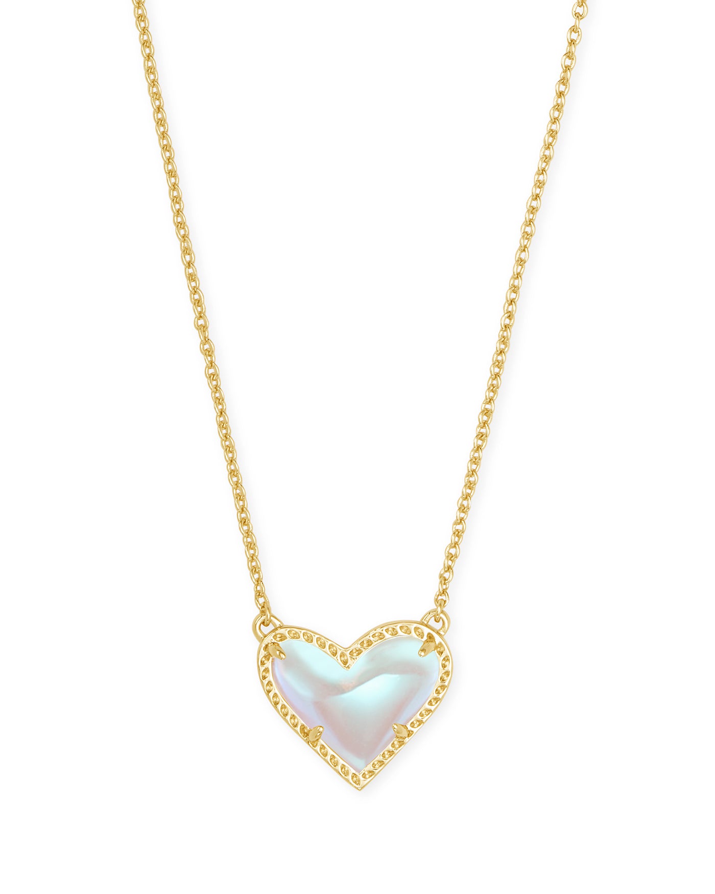 Kendra Scott Ari Heart Short Pendant Necklace Gold Dichroic Glass-Necklaces-Kendra Scott-Market Street Nest, Fashionable Clothing, Shoes and Home Décor Located in Mabank, TX