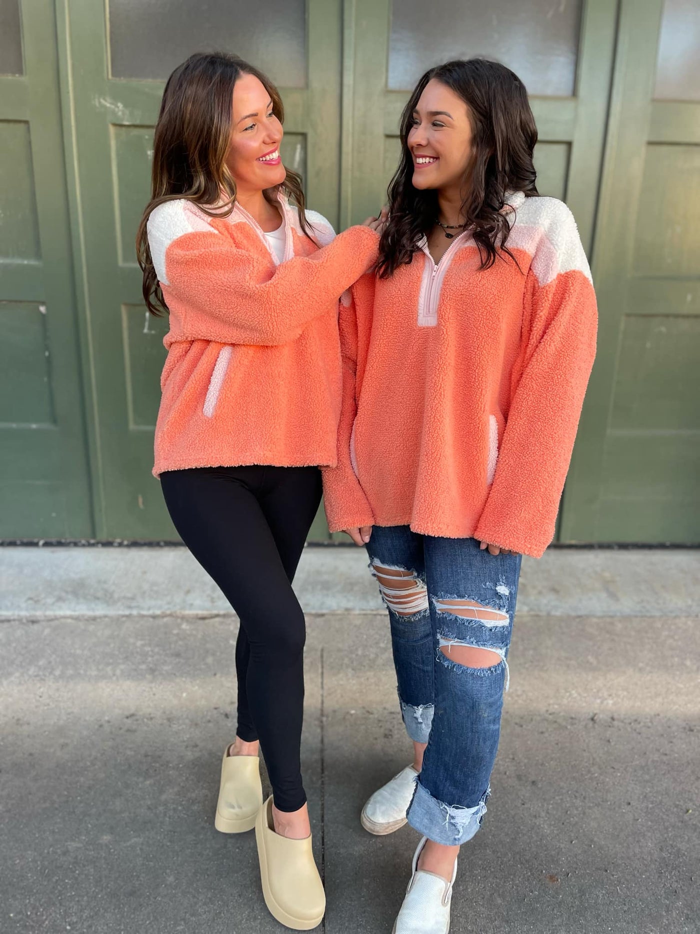 PREORDER: Half Zip Fleece Pullover in Sherbet-Womens-Ave Shops-Market Street Nest, Fashionable Clothing, Shoes and Home Décor Located in Mabank, TX