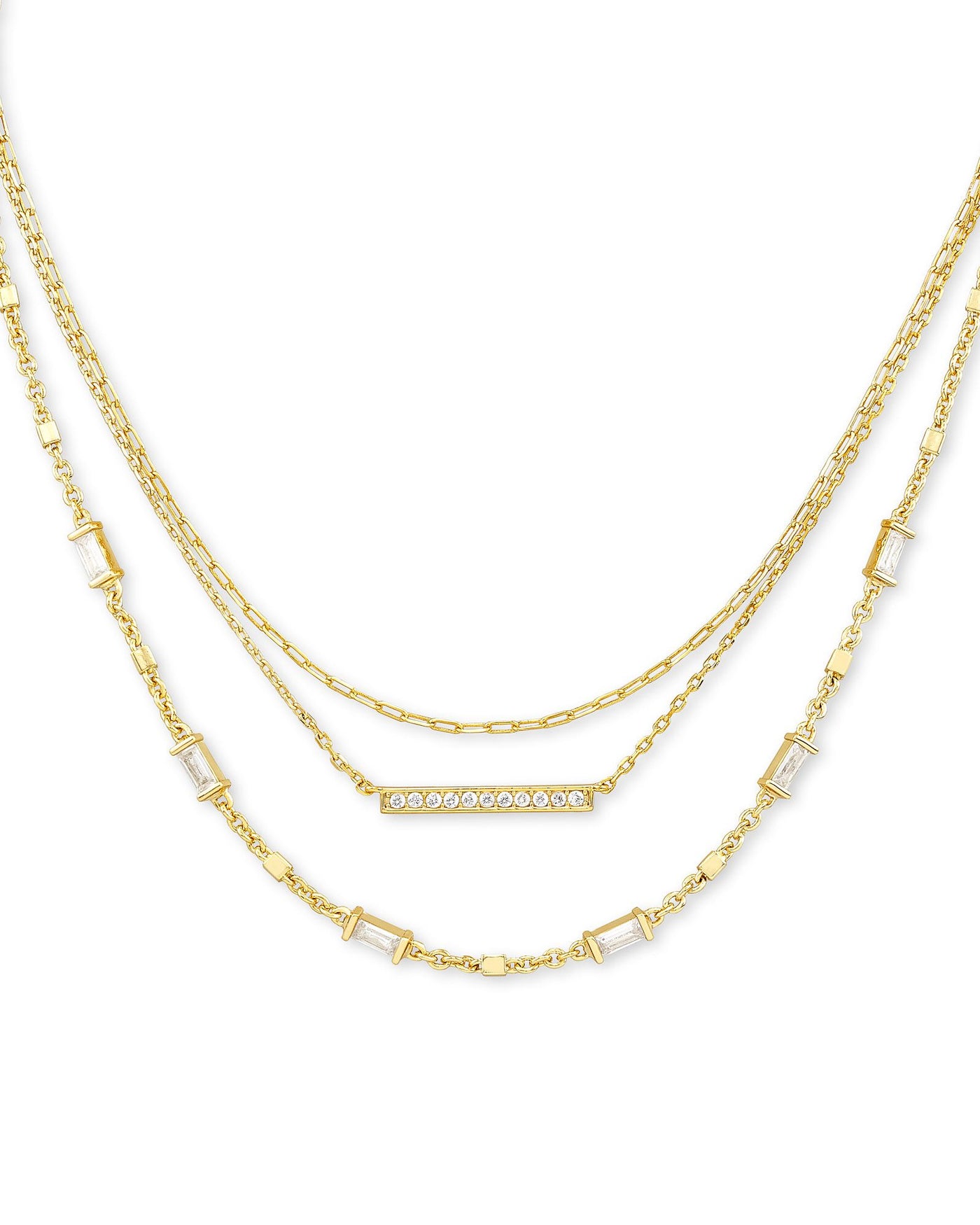Kendra Scott Addison Triple Strand Necklace in Gold-Necklaces-Kendra Scott-Market Street Nest, Fashionable Clothing, Shoes and Home Décor Located in Mabank, TX