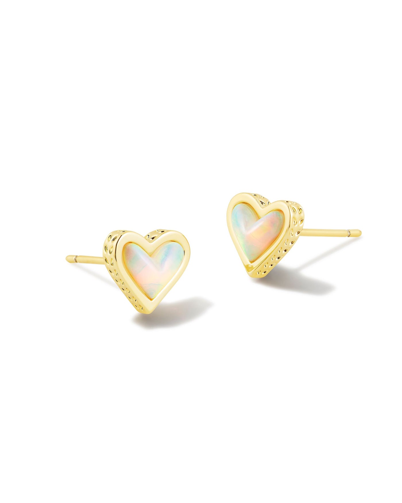 Kendra Scott Framed Ari Heart Stud Earrings in Gold White Opalescent Resin-Earrings-Kendra Scott-Market Street Nest, Fashionable Clothing, Shoes and Home Décor Located in Mabank, TX