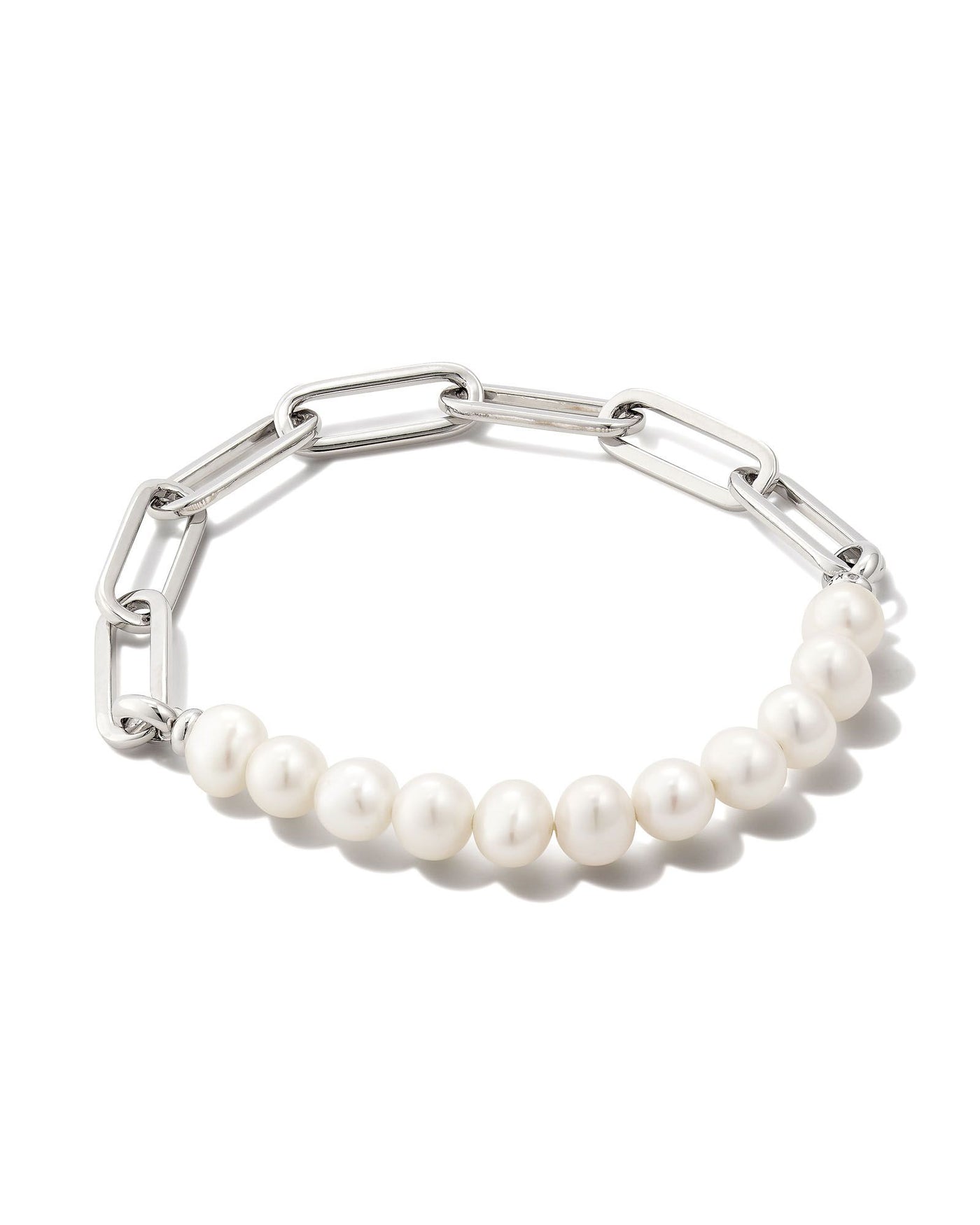Kendra Scott Ashton Silver Half Chain Bracelet in White Pearl-Bracelets-Kendra Scott-Market Street Nest, Fashionable Clothing, Shoes and Home Décor Located in Mabank, TX