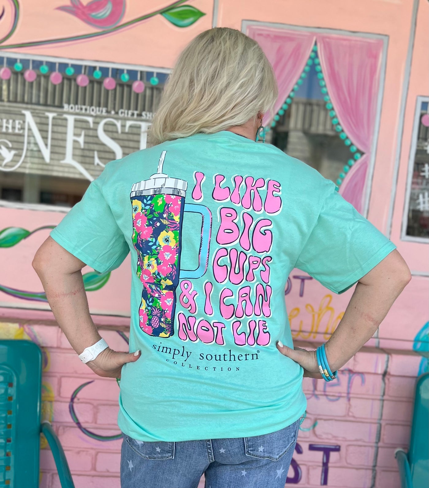 Back View. Simply Southern I Like Big Cups Tee-Tops-Simply Southern-Market Street Nest, Fashionable Clothing, Shoes and Home Décor Located in Mabank, TX