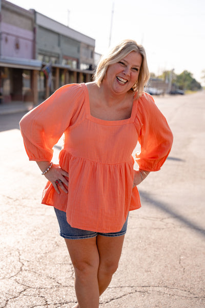 Mud Pie Sydney Top - Coral-Tops-Mud Pie-Market Street Nest, Fashionable Clothing, Shoes and Home Décor Located in Mabank, TX