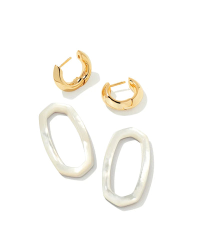 Kendra Scott Danielle Gold Convertible Link Earrings in Ivory Mother-of-Pearl-Earrings-Kendra Scott-Market Street Nest, Fashionable Clothing, Shoes and Home Décor Located in Mabank, TX