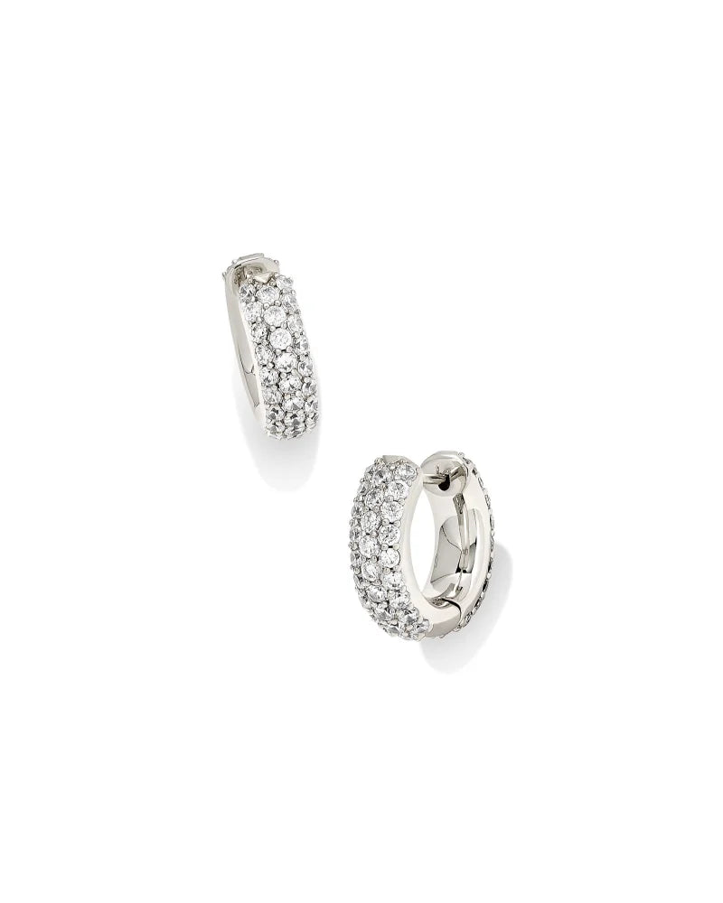 Kendra Scott Mikki Pave Huggie Earrings in Silver-Earrings-Kendra Scott-Market Street Nest, Fashionable Clothing, Shoes and Home Décor Located in Mabank, TX