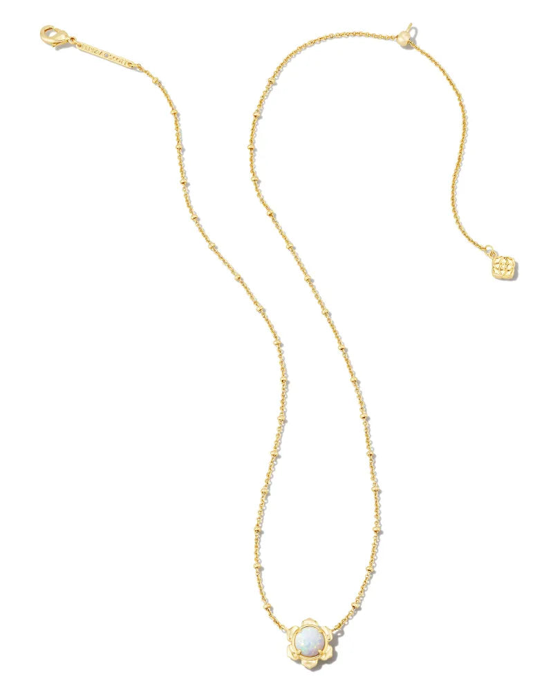 Kendra Scott Susie Gold Short Pendant Necklace in Bright White Kyocera Opal-Necklaces-Kendra Scott-Market Street Nest, Fashionable Clothing, Shoes and Home Décor Located in Mabank, TX