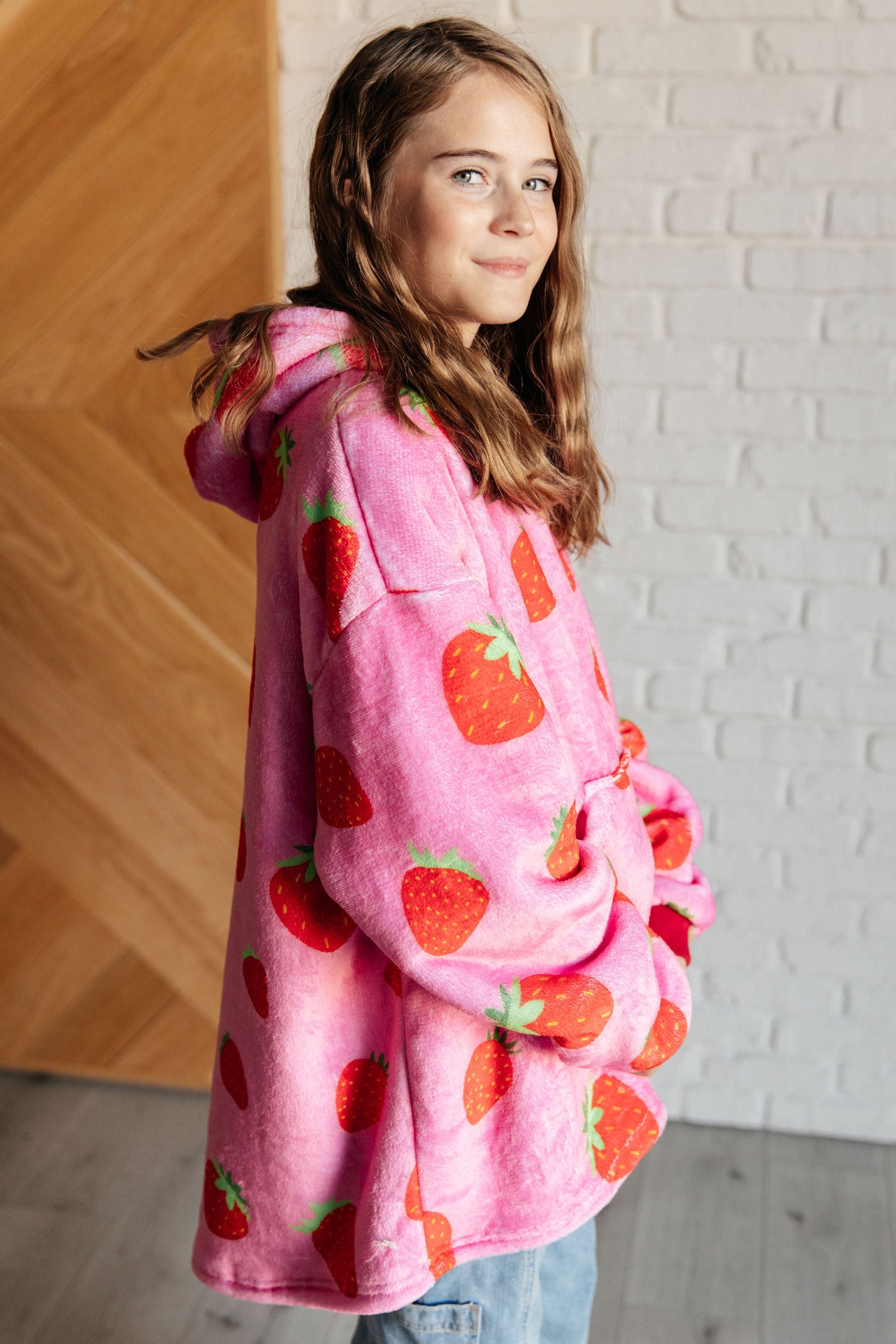 Kids Oversized Hoodie Blanket in Strawberry-Layers-Ave Shops-Market Street Nest, Fashionable Clothing, Shoes and Home Décor Located in Mabank, TX