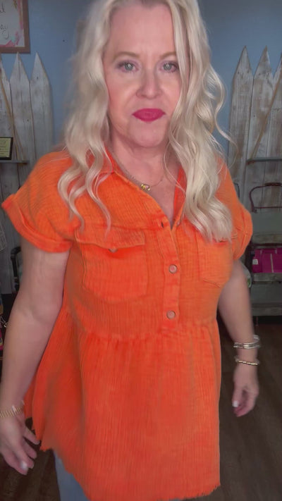 Baby Doll Top in Tangerine