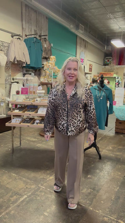 Picadilly Animal Print Zip Front Jacket