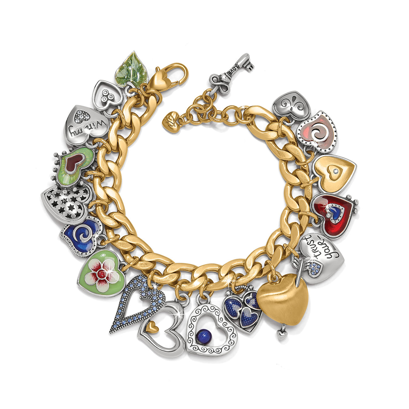 Brighton One Heart Color Charm Bracelet-Bracelets-Brighton-Market Street Nest, Fashionable Clothing, Shoes and Home Décor Located in Mabank, TX