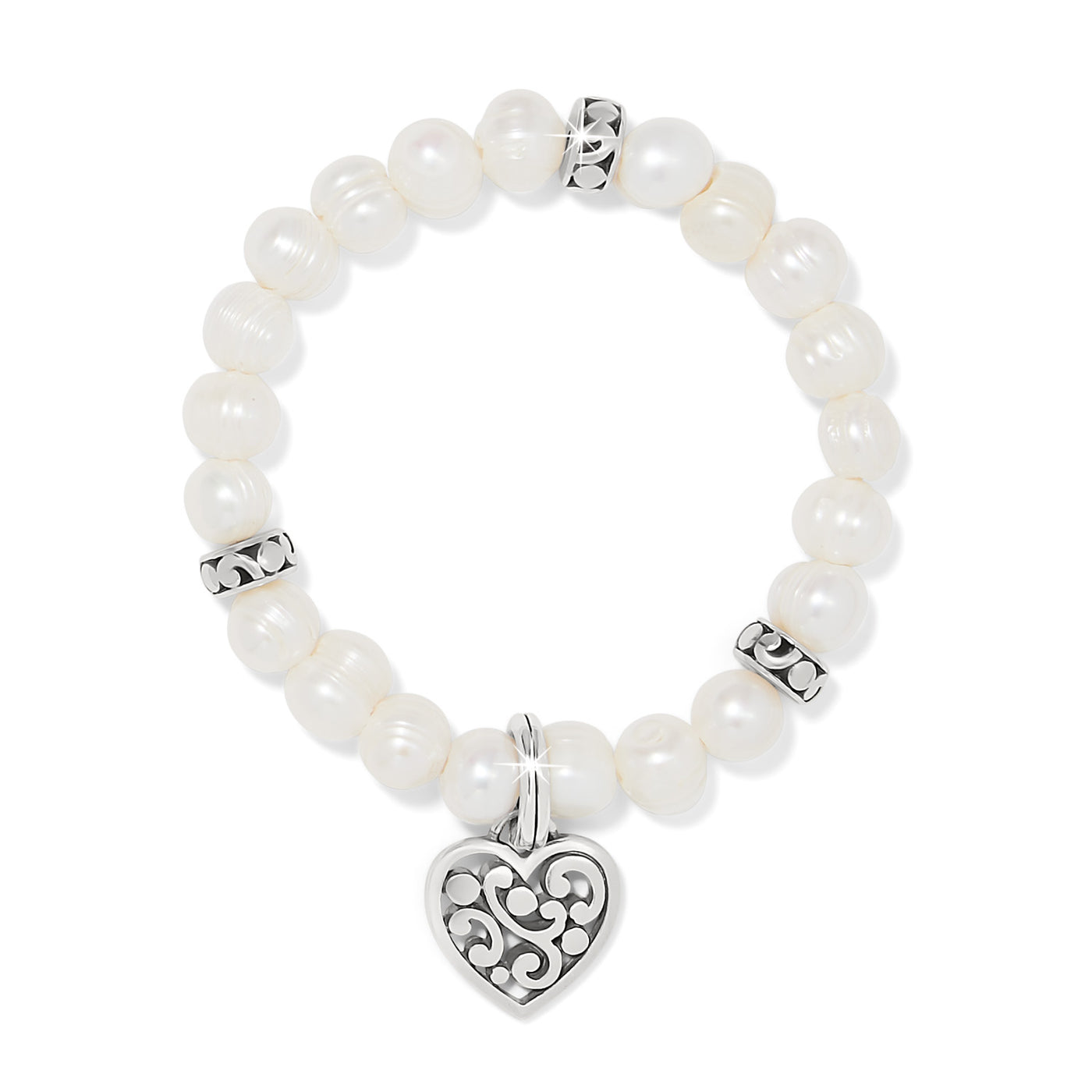 Contempo Heart Pearl Stretch Bracelet-Bracelets-Brighton-Market Street Nest, Fashionable Clothing, Shoes and Home Décor Located in Mabank, TX