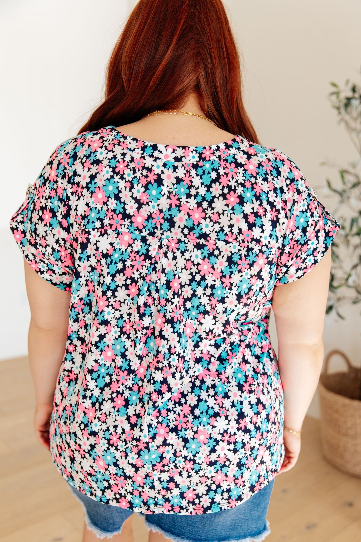 Lizzy Cap Sleeve Top in Navy and Hot Pink Floral-Womens-Ave Shops-Market Street Nest, Fashionable Clothing, Shoes and Home Décor Located in Mabank, TX