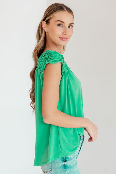 Ruched Cap Sleeve Top in Emerald-Womens-Ave Shops-Market Street Nest, Fashionable Clothing, Shoes and Home Décor Located in Mabank, TX