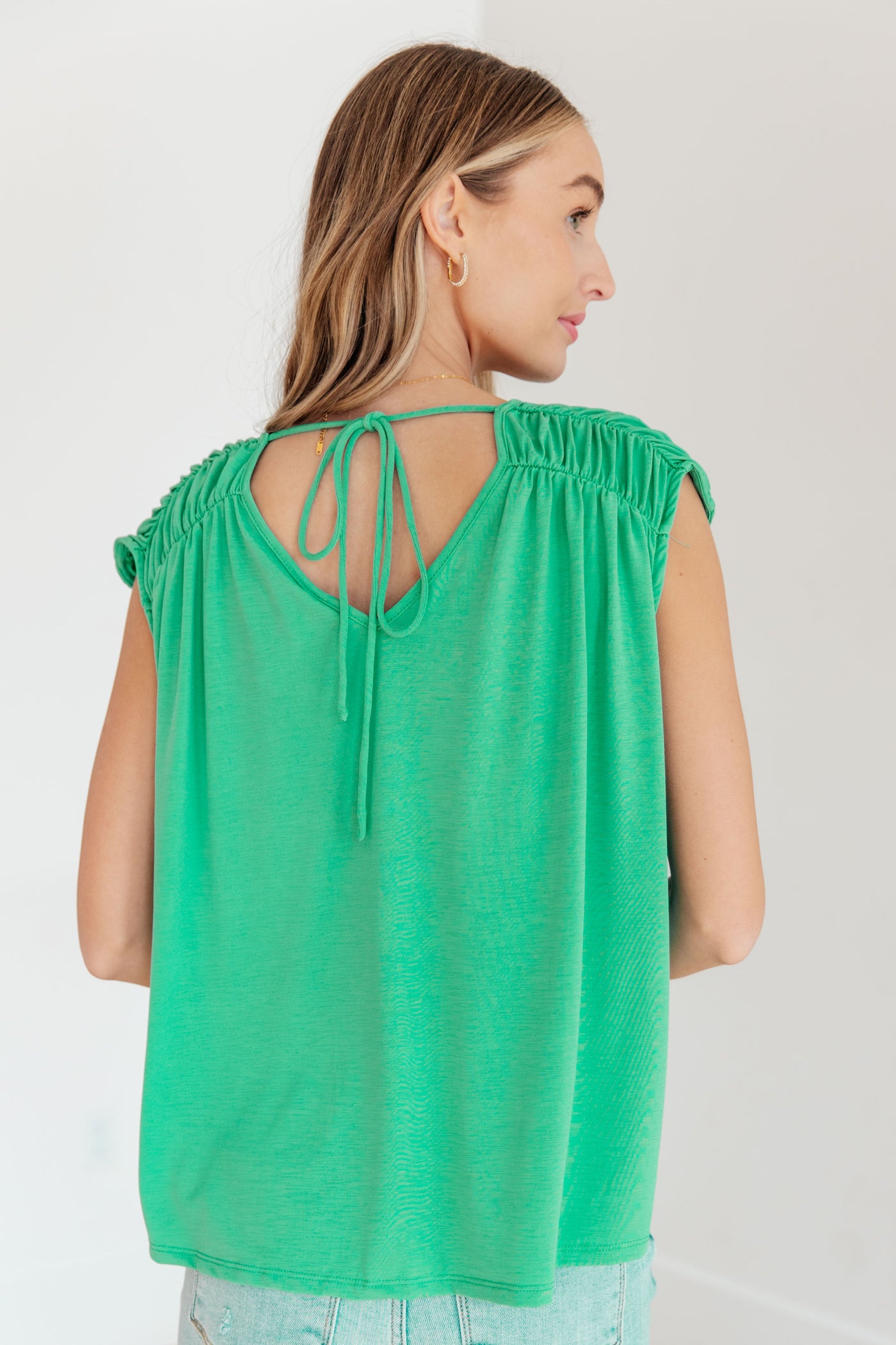 Ruched Cap Sleeve Top in Emerald-Womens-Ave Shops-Market Street Nest, Fashionable Clothing, Shoes and Home Décor Located in Mabank, TX
