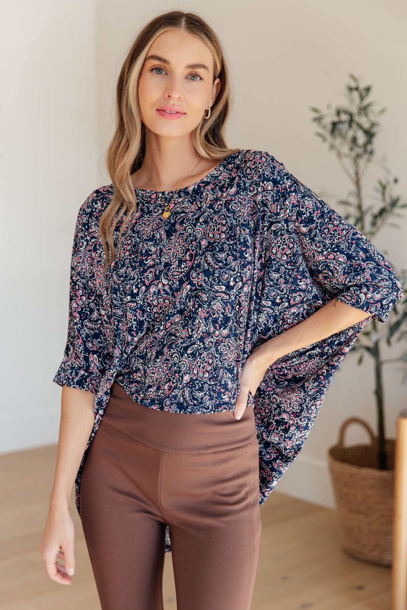 Essential Blouse in Navy Paisley-Womens-Ave Shops-Market Street Nest, Fashionable Clothing, Shoes and Home Décor Located in Mabank, TX