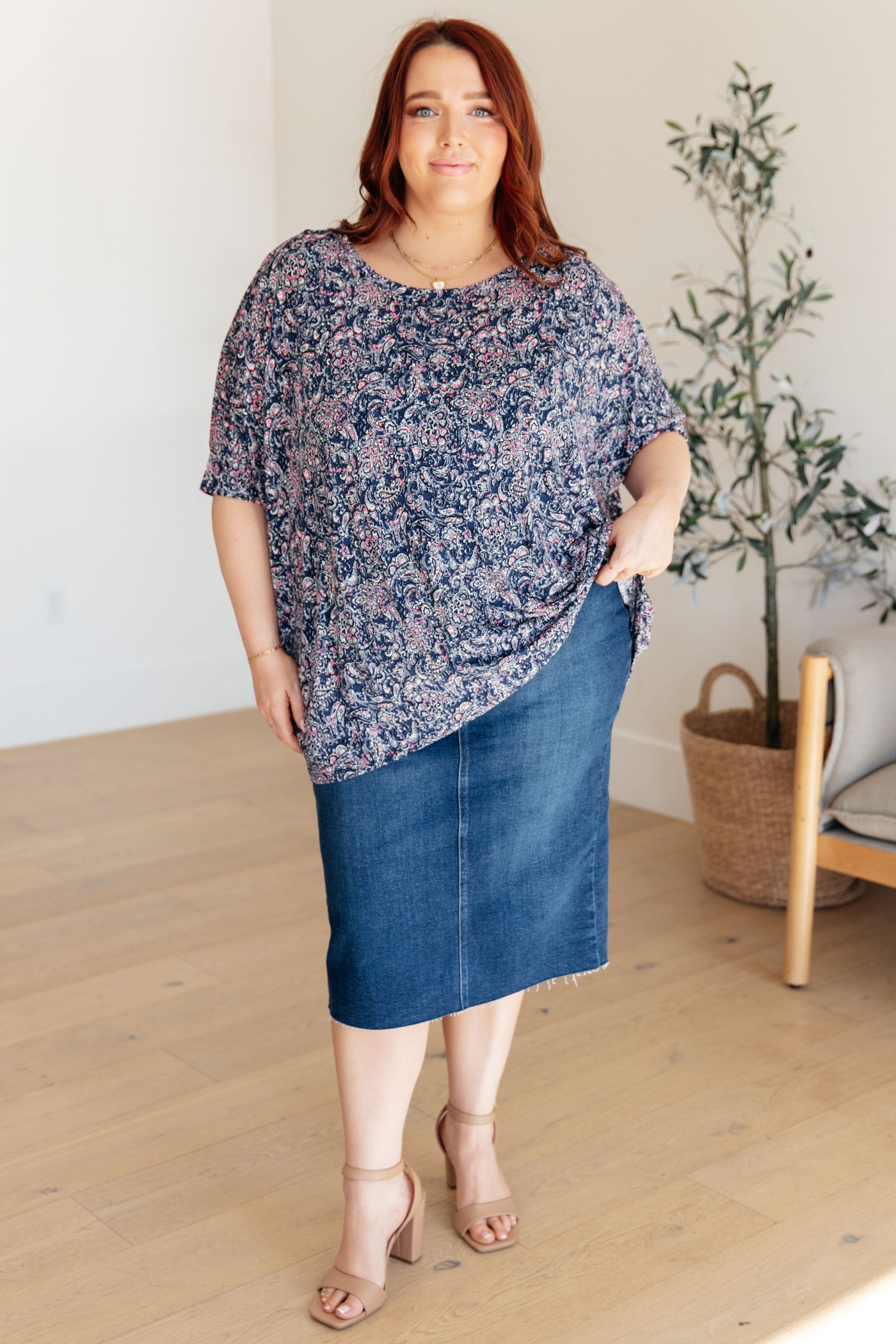 Essential Blouse in Navy Paisley-Womens-Ave Shops-Market Street Nest, Fashionable Clothing, Shoes and Home Décor Located in Mabank, TX