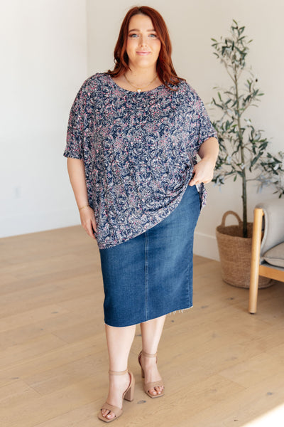 Essential Blouse in Navy Paisley-Womens-Ave Shops-Market Street Nest, Fashionable Clothing, Shoes and Home Décor Located in Mabank, TX