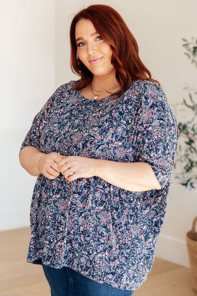 Essential Blouse in Navy Paisley-Womens-Ave Shops-Market Street Nest, Fashionable Clothing, Shoes and Home Décor Located in Mabank, TX