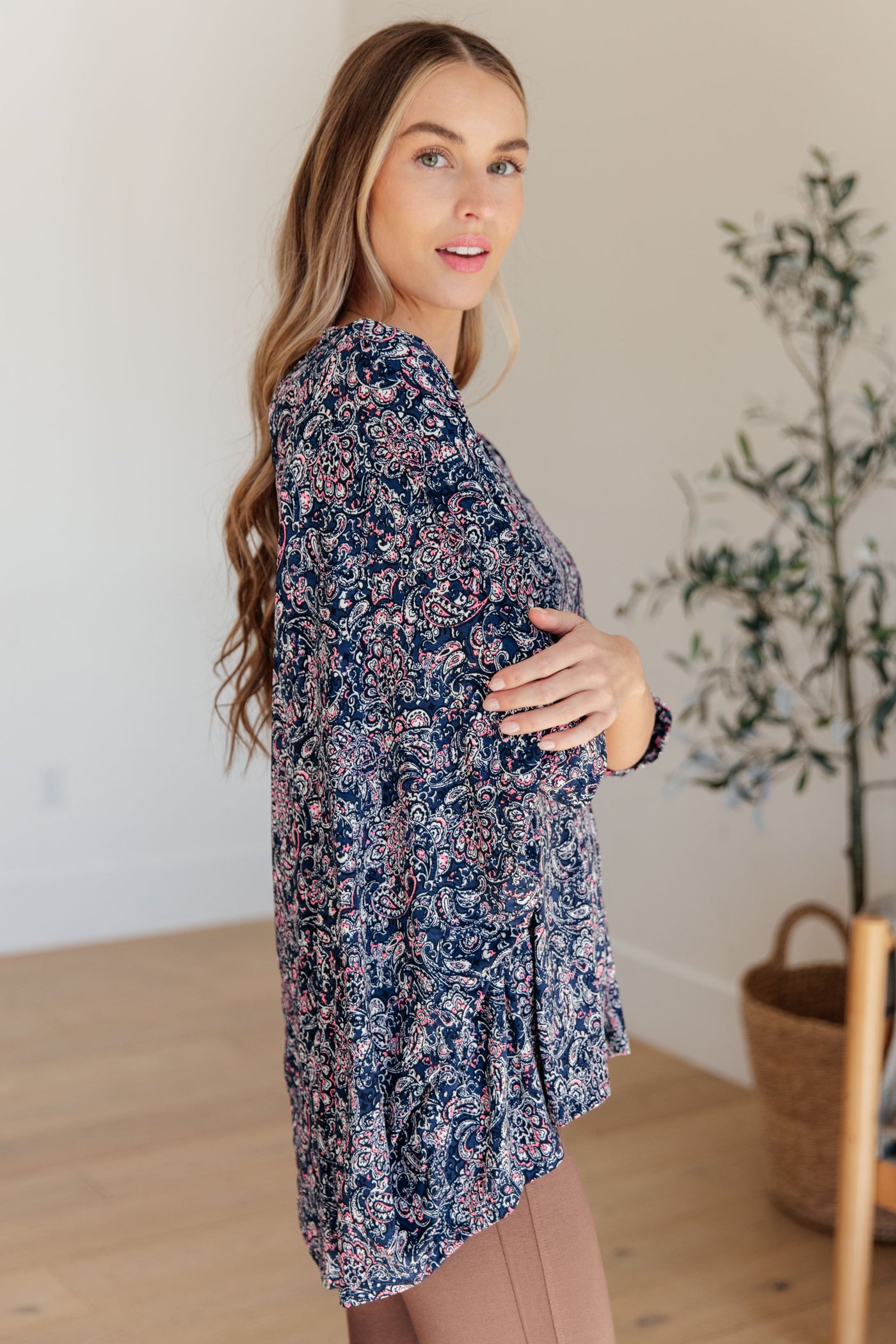 Essential Blouse in Navy Paisley-Womens-Ave Shops-Market Street Nest, Fashionable Clothing, Shoes and Home Décor Located in Mabank, TX