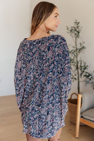 Essential Blouse in Navy Paisley-Womens-Ave Shops-Market Street Nest, Fashionable Clothing, Shoes and Home Décor Located in Mabank, TX