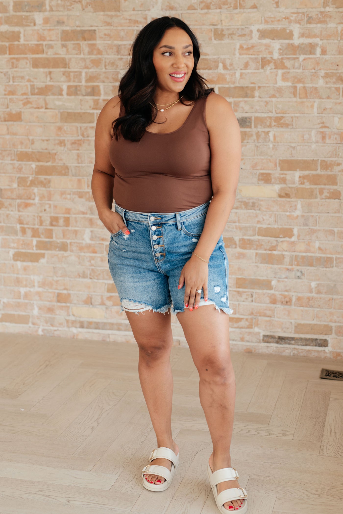 Kara High Rise Rigid Magic Button Fly Cutoff Shorts-Denim-Ave Shops-Market Street Nest, Fashionable Clothing, Shoes and Home Décor Located in Mabank, TX