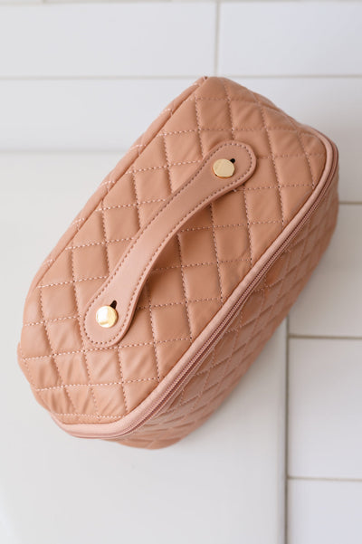 Large Capacity Quilted Makeup Bag in Pink-Handbags-Ave Shops-Market Street Nest, Fashionable Clothing, Shoes and Home Décor Located in Mabank, TX