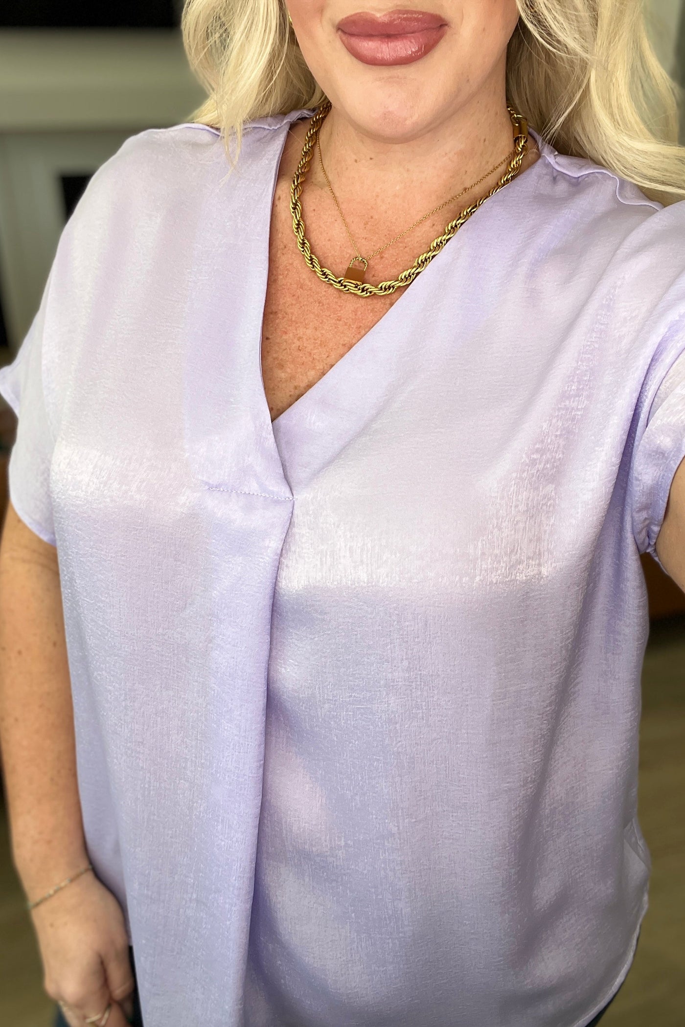 Pleat Front V-Neck Top in Lavender-Tops-Ave Shops-Market Street Nest, Fashionable Clothing, Shoes and Home Décor Located in Mabank, TX