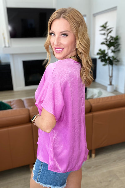 Pleat Front V-Neck Top in Spring Orchid-Tops-Ave Shops-Market Street Nest, Fashionable Clothing, Shoes and Home Décor Located in Mabank, TX