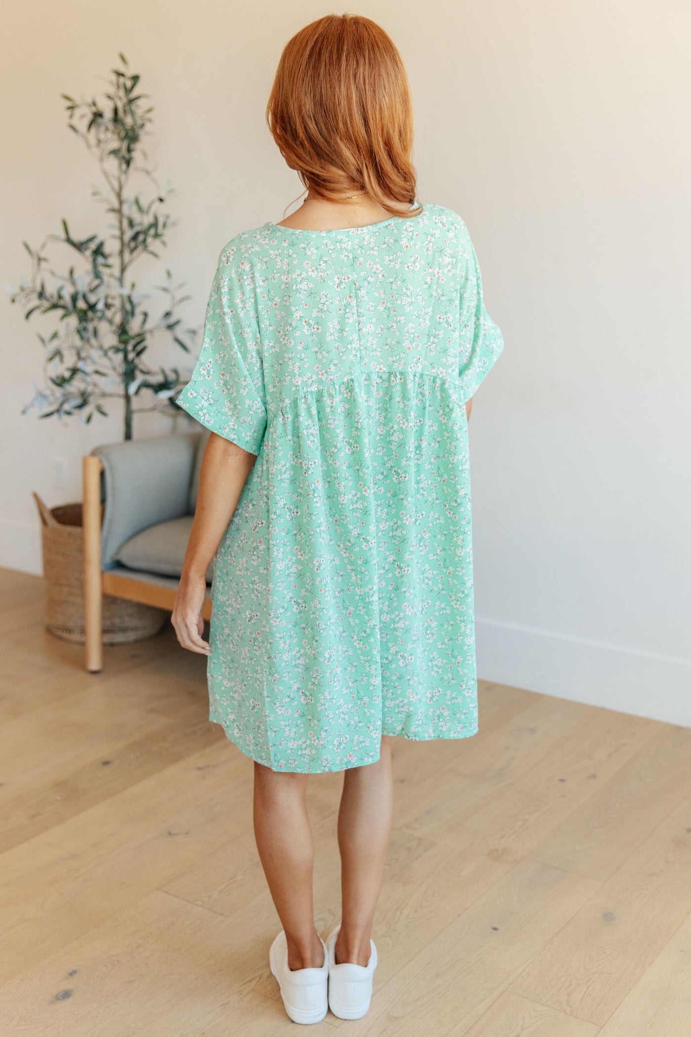 Rodeo Lights Dolman Sleeve Dress in Mint Floral-Dresses-Ave Shops-Market Street Nest, Fashionable Clothing, Shoes and Home Décor Located in Mabank, TX