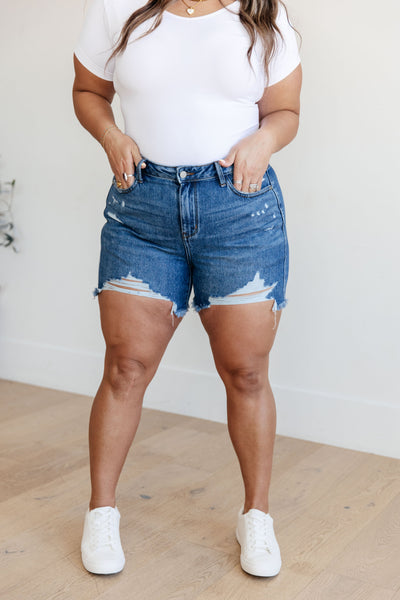 Samantha High Rise Rigid Magic Distressed Cutoff Shorts-Bottoms-Ave Shops-Market Street Nest, Fashionable Clothing, Shoes and Home Décor Located in Mabank, TX