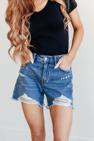 Samantha High Rise Rigid Magic Distressed Cutoff Shorts-Bottoms-Ave Shops-Market Street Nest, Fashionable Clothing, Shoes and Home Décor Located in Mabank, TX