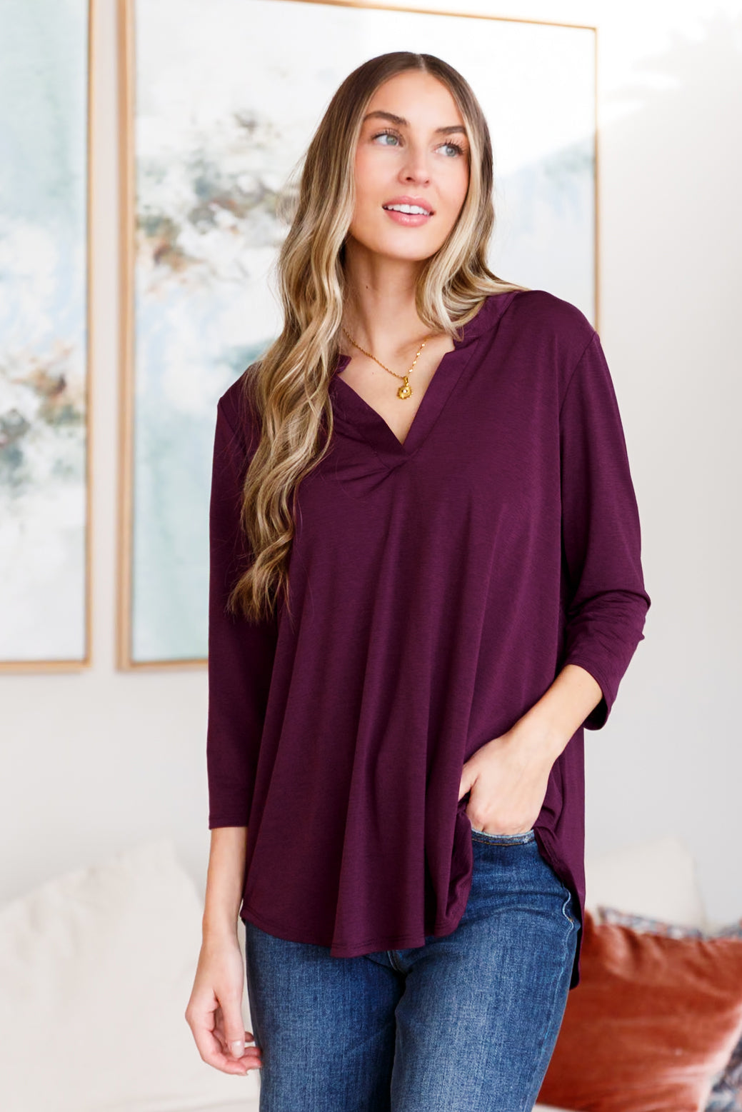 So Outstanding Top in Dark Magenta-Tops-Ave Shops-Market Street Nest, Fashionable Clothing, Shoes and Home Décor Located in Mabank, TX