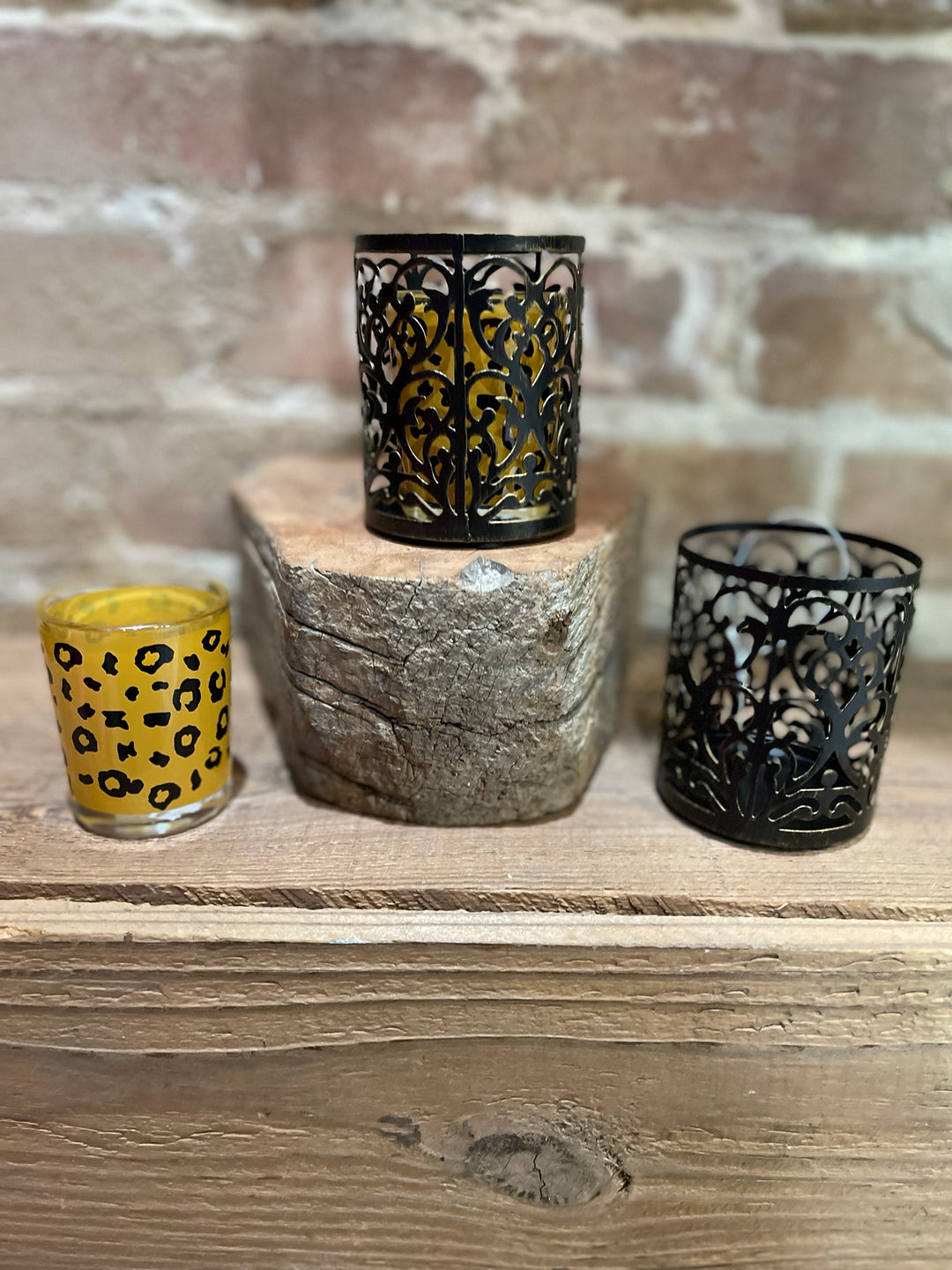 Tyler Candle Co Black &amp; Gold Leopard Glass Votive Holder-Home &amp; Gifts-Tyler Candle Co-Market Street Nest, Fashionable Clothing, Shoes and Home Décor Located in Mabank, TX